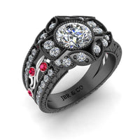 JBR Vintage Floral Style Two Tone S925 Engagement Ring - JBR Jeweler