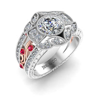 JBR Vintage Floral Style Two Tone S925 Engagement Ring - JBR Jeweler