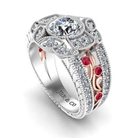 JBR Vintage Floral Style Two Tone S925 Engagement Ring - JBR Jeweler