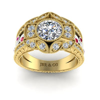 JBR Vintage Floral Style Two Tone S925 Engagement Ring - JBR Jeweler