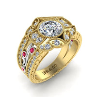 JBR Vintage Floral Style Two Tone S925 Engagement Ring - JBR Jeweler