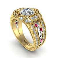 JBR Vintage Floral Style Two Tone S925 Engagement Ring - JBR Jeweler