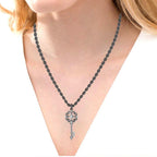 JBR Vintage Key Round Cut Sterling Silver Pendate Necklace - JBR Jeweler