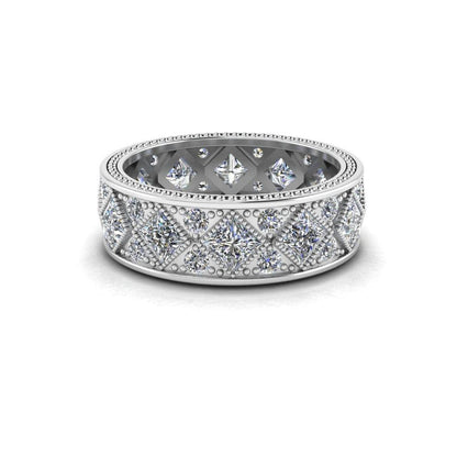 JBR Vintage Milgrain Pave Set Sterling Silver Wedding Band - JBR Jeweler