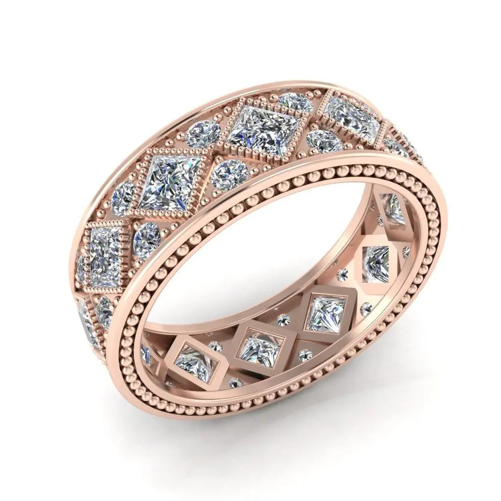 JBR Vintage Milgrain Pave Set Sterling Silver Wedding Band - JBR Jeweler