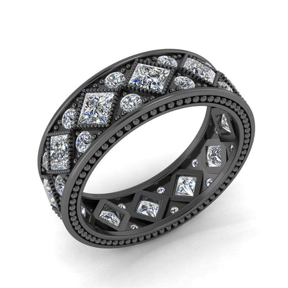 JBR Vintage Milgrain Pave Set Sterling Silver Wedding Band - JBR Jeweler