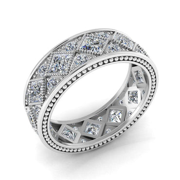 JBR Vintage Milgrain Pave Set Sterling Silver Wedding Band - JBR Jeweler