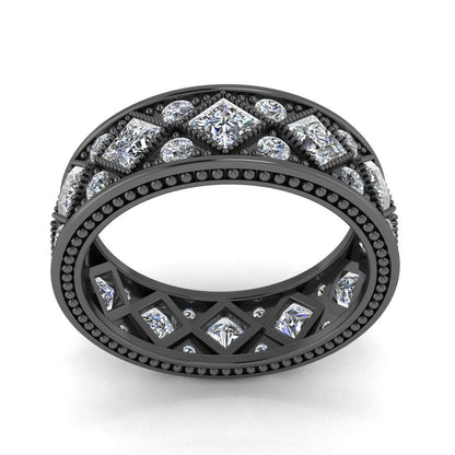 JBR Vintage Milgrain Pave Set Sterling Silver Wedding Band - JBR Jeweler