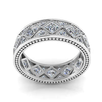 JBR Vintage Milgrain Pave Set Sterling Silver Wedding Band - JBR Jeweler