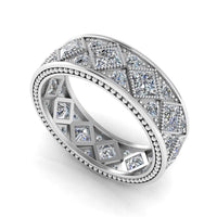 JBR Vintage Milgrain Pave Set Sterling Silver Wedding Band - JBR Jeweler