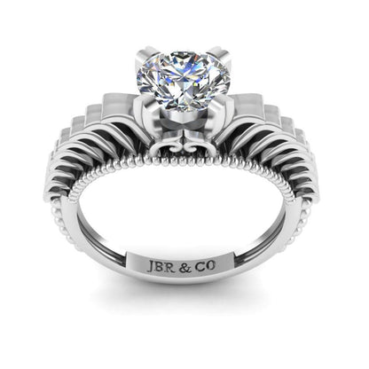 JBR Vintage Solitaire Engagement Ring In Sterling Silver - JBR Jeweler