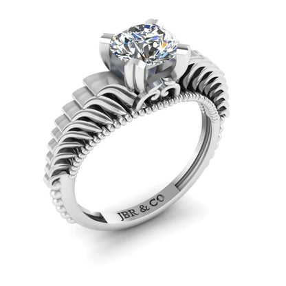 JBR Vintage Solitaire Engagement Ring In Sterling Silver - JBR Jeweler