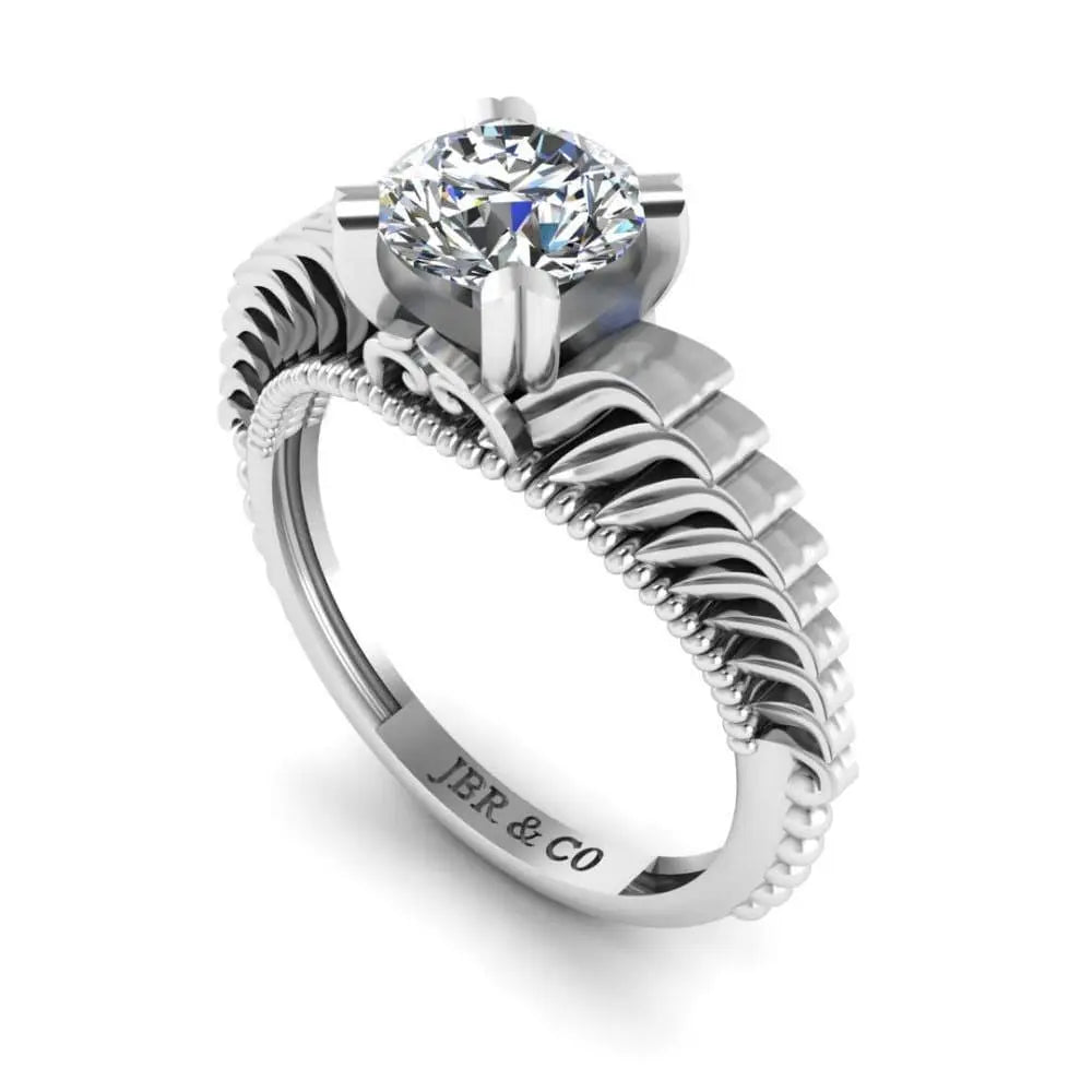 JBR Vintage Solitaire Engagement Ring In Sterling Silver - JBR Jeweler