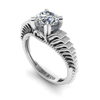 JBR Vintage Solitaire Engagement Ring In Sterling Silver - JBR Jeweler