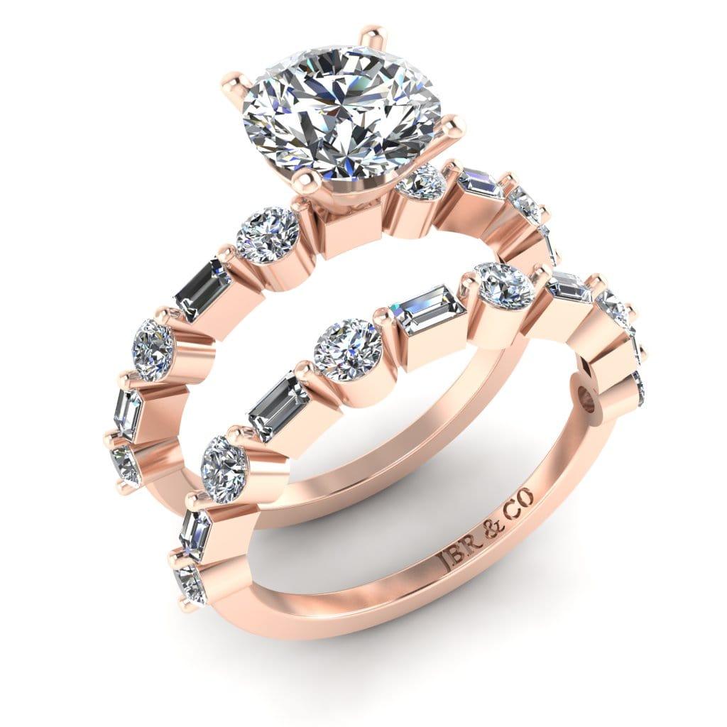 JBR Vintage Solitaire Round Cut Sterling Silver Ring Band Set - JBR Jeweler