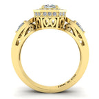 JBR Wave Style Halo Emerald Cut Sterling Silver Engagement Ring - JBR Jeweler