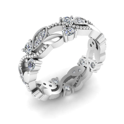 JBR Weaving Leaves Round Cut Eternity Band - JBR Jeweler