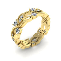 JBR Weaving Leaves Round Cut Eternity Band - JBR Jeweler