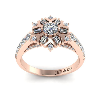 JBR Winter Season Snowflake Round Cut Sterling Silver Ring - JBR Jeweler