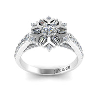 JBR Winter Season Snowflake Round Cut Sterling Silver Ring - JBR Jeweler