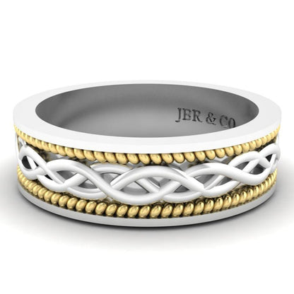 JBR Woven Two Tone Sterling Silver Stackable Band - JBR Jeweler