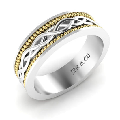 JBR Woven Two Tone Sterling Silver Stackable Band - JBR Jeweler