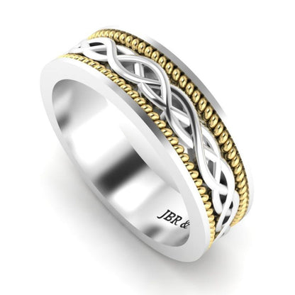 JBR Woven Two Tone Sterling Silver Stackable Band - JBR Jeweler