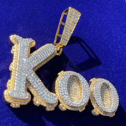 KOO Custom Letter Moissanite Hip Hop Charm Pendant Iced Out Moissanite Pendant - JBR Jeweler