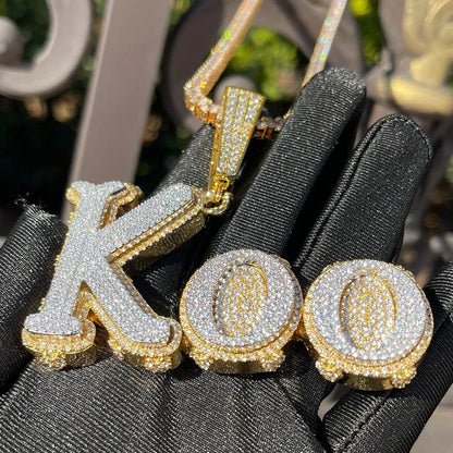 KOO Custom Letter Moissanite Hip Hop Charm Pendant Iced Out Moissanite Pendant - JBR Jeweler