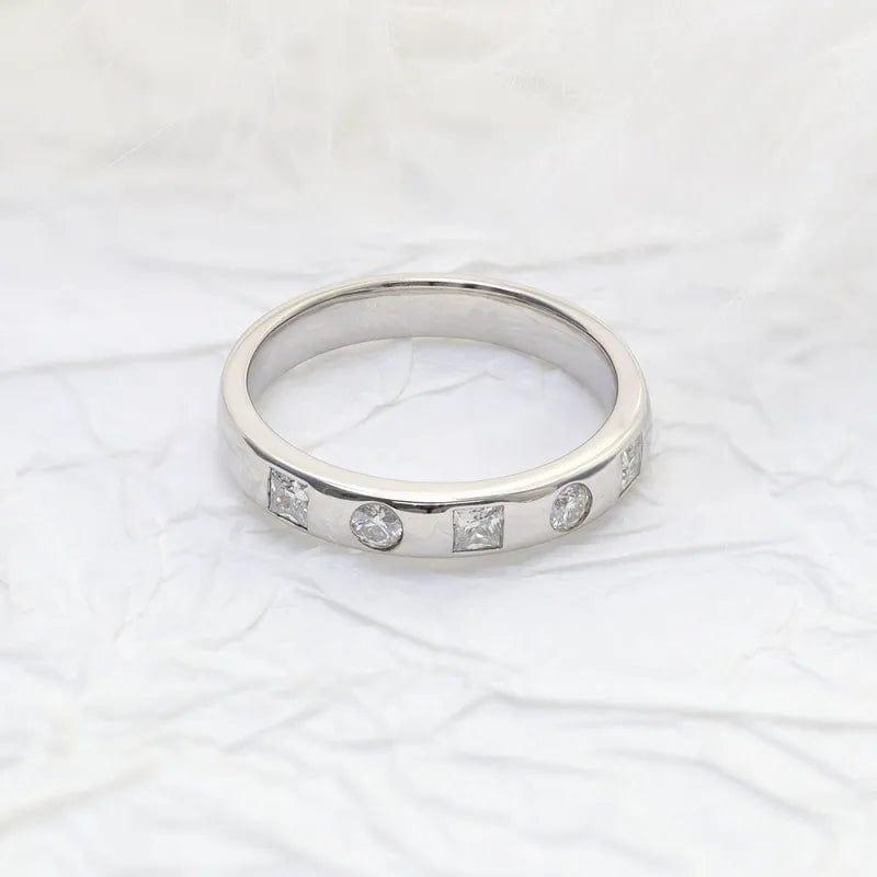 Lab Grown-CVD Diamond Bezel Set Wedding Ring Stacking Band - JBR Jeweler