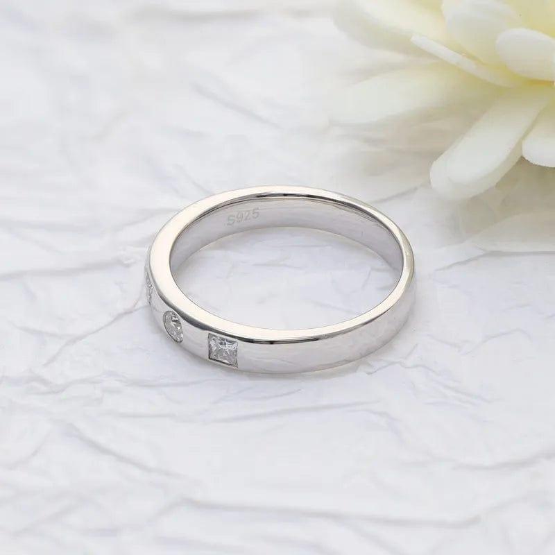 Lab Grown-CVD Diamond Bezel Set Wedding Ring Stacking Band - JBR Jeweler