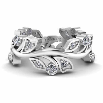 Leaf Design Round Cut Stackable Ring For Women - JBR Jeweler