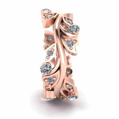 Leaf Design Round Cut Stackable Ring For Women - JBR Jeweler