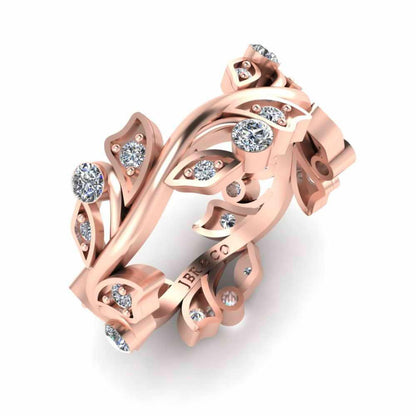 Leaf Design Round Cut Stackable Ring For Women - JBR Jeweler