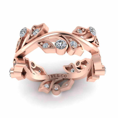 Leaf Design Round Cut Stackable Ring For Women - JBR Jeweler