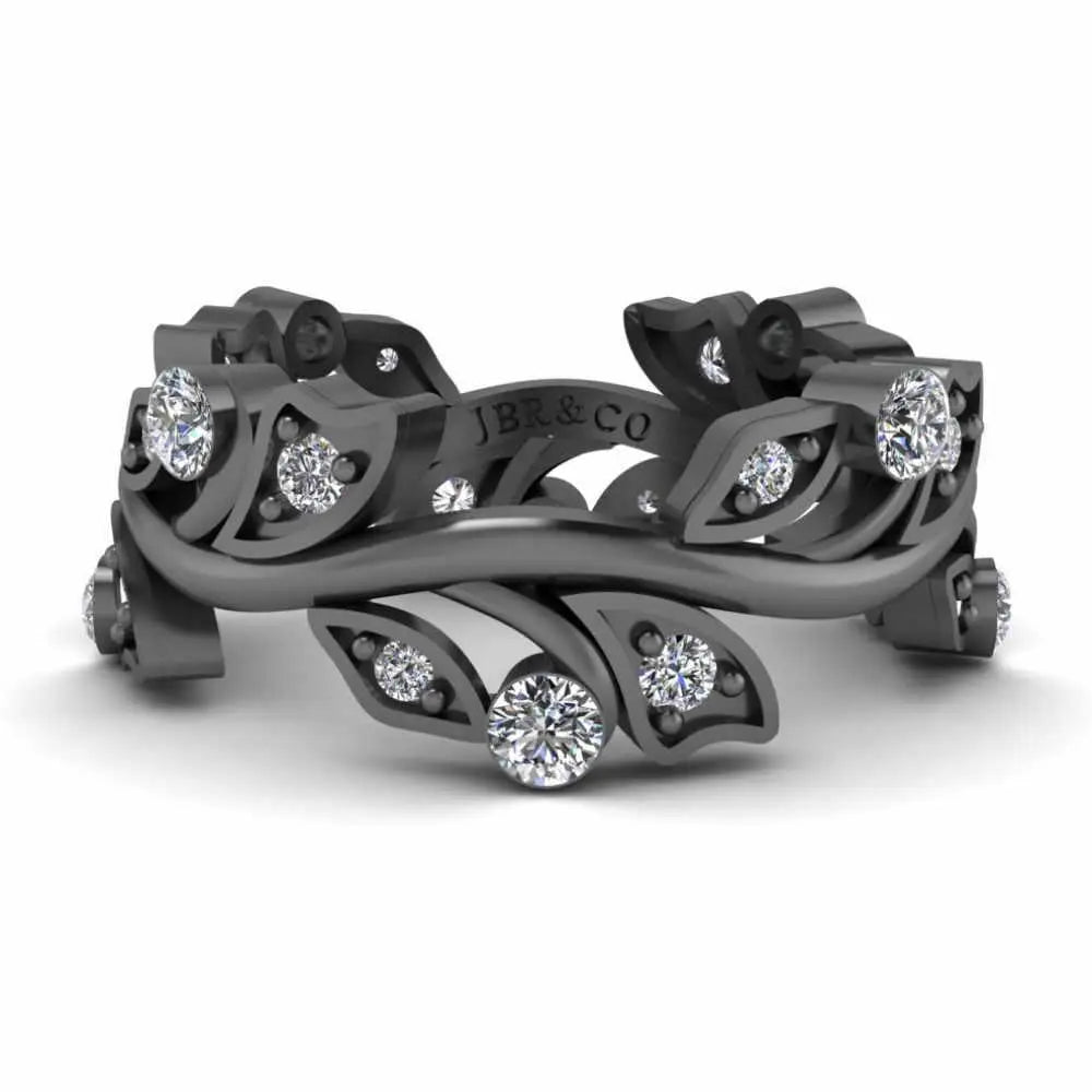 Leaf Design Round Cut Stackable Ring For Women – JBR Jeweler