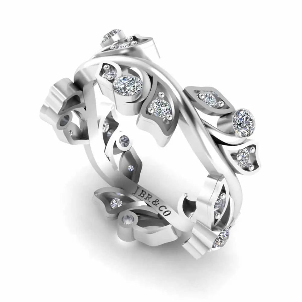 Leaf Design Round Cut Stackable Ring For Women – JBR Jeweler