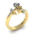 Leaf Design Two Rose Ring in Sterling Silver - JBR Jeweler