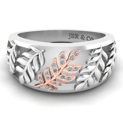 Leaf Pattern Round Cut S925 Wedding Ring - JBR Jeweler