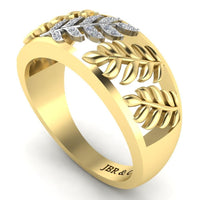 Leaf Pattern Round Cut S925 Wedding Ring - JBR Jeweler