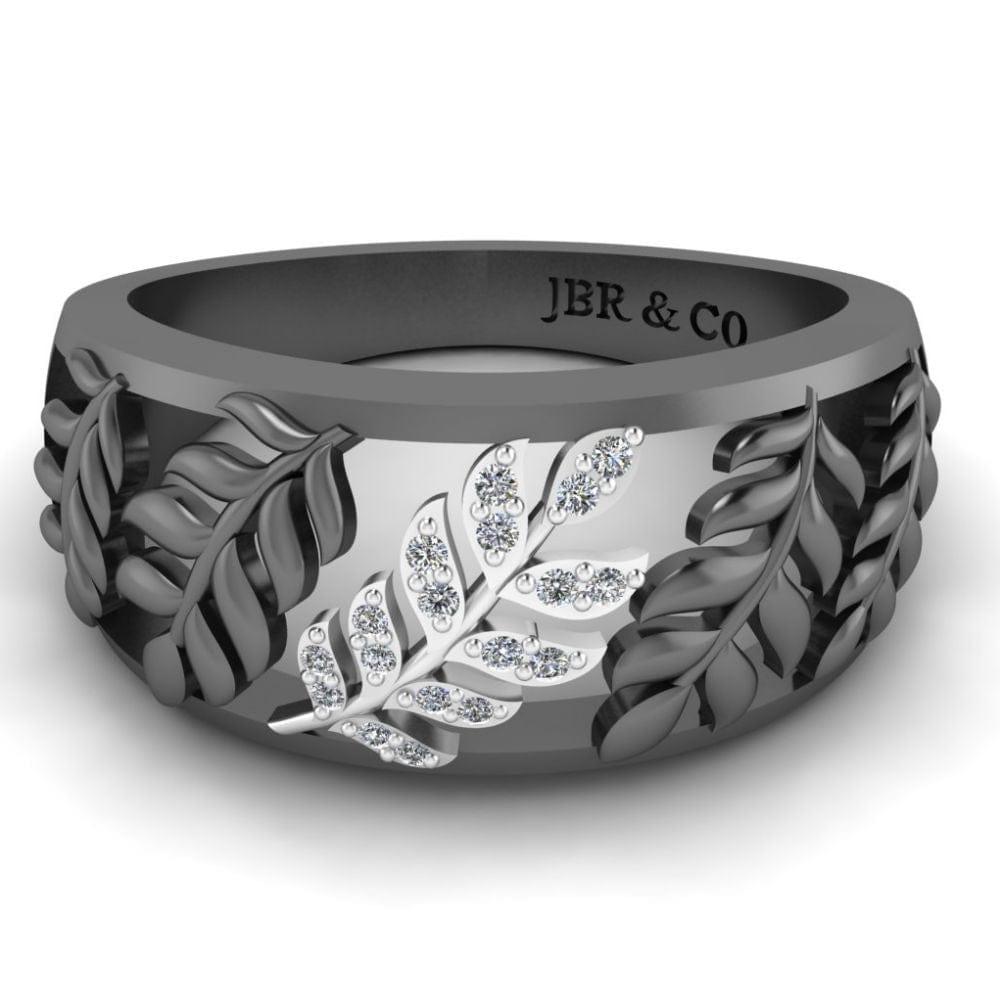 Leaf Pattern Round Cut S925 Wedding Ring - JBR Jeweler