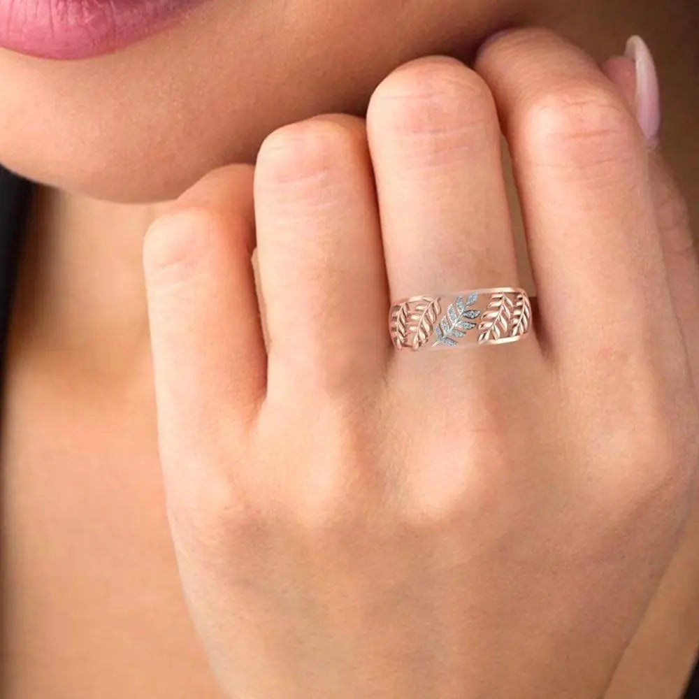 Leaf Pattern Round Cut S925 Wedding Ring - JBR Jeweler