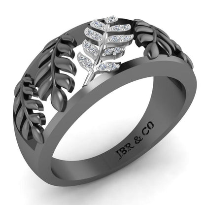 Leaf Pattern Round Cut S925 Wedding Ring - JBR Jeweler