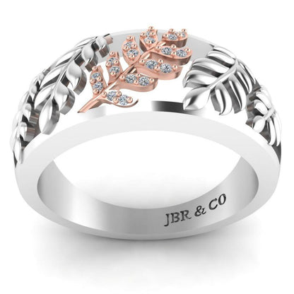 Leaf Pattern Round Cut S925 Wedding Ring - JBR Jeweler