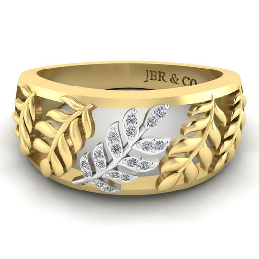 Leaf Pattern Round Cut S925 Wedding Ring - JBR Jeweler