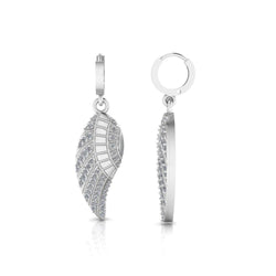 Leaf Pattern Round Cut Sterling Silver Earrings - JBR Jeweler