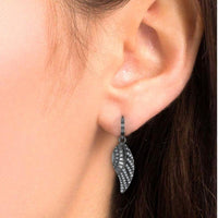 Leaf Pattern Round Cut Sterling Silver Earrings - JBR Jeweler