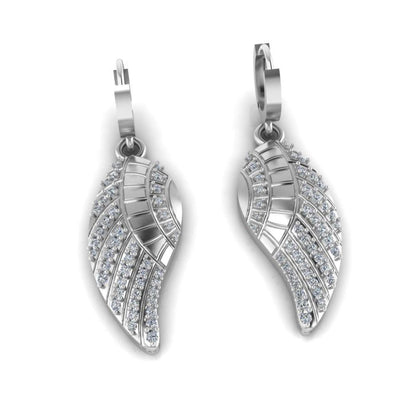 Leaf Pattern Round Cut Sterling Silver Earrings - JBR Jeweler