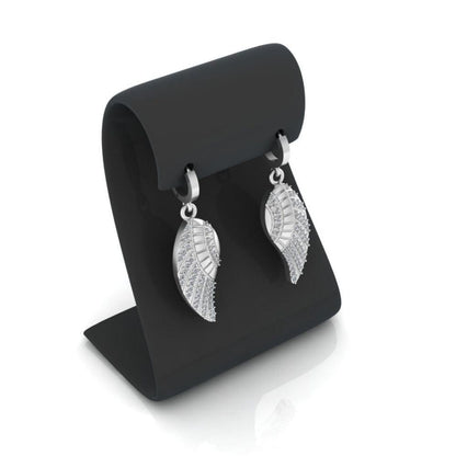 Leaf Pattern Round Cut Sterling Silver Earrings - JBR Jeweler