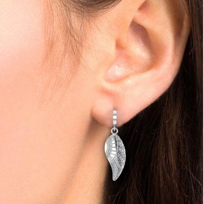 Leaf Pattern Round Cut Sterling Silver Earrings - JBR Jeweler